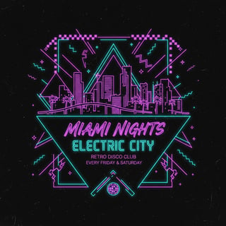Miami Skyline Neon Silhouette