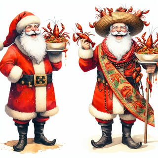 Cajun Santa Claus Watercolor Art