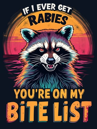 Angry Raccoon Retro T-Shirt Design