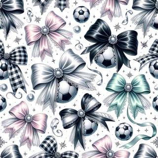 Elegant Soccer Balls with Satin Bows Pattern
