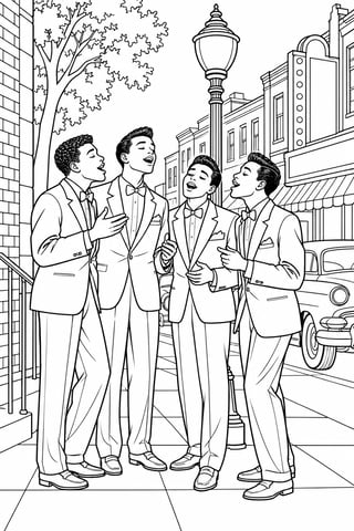 Doo-Wop Street Corner Coloring Page