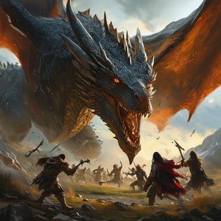 Realistic Dragon Attack Scene