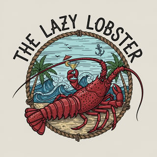 Lazy Lobster Hand-Drawn T-Shirt Graphic
