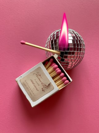Vintage Matchbox with Disco Ball Tips Art