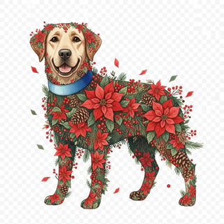 Christmas Boho Floral Labrador Illustration