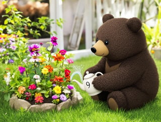 Bear in a Flower Garden