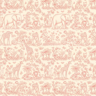 Blush-Rose Botanical Safari Toile Pattern