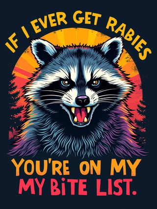 Angry Raccoon Retro T-Shirt Design