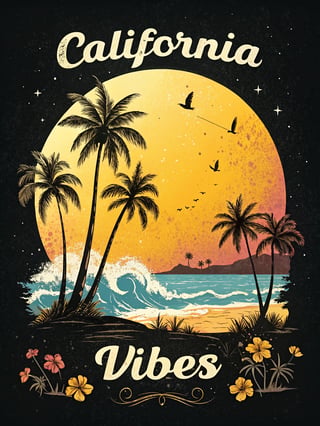 Tropical California Vibes Illustration