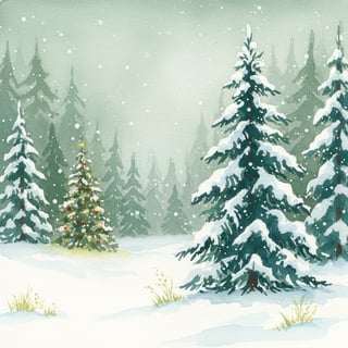 Serene Winter Forest Watercolor