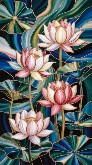 Serene Lotus Stained Glass Art