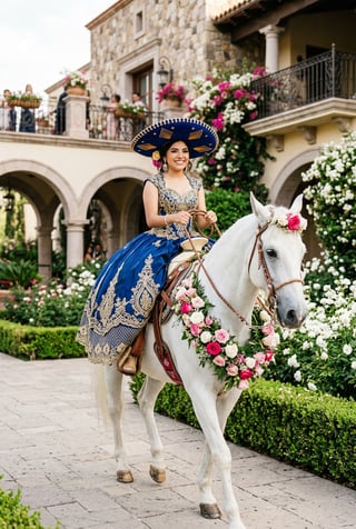 Quinceañera con sombrero de charra
