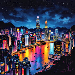 Vibrant Hong Kong Travel Poster