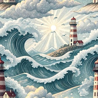 Lighthouse with Wave and Inspirational Quote