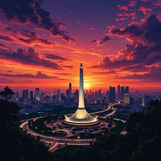 Jakarta Sunset Travel Poster