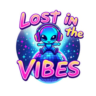 Chibi Alien on Disco Ball Graphic