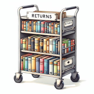 Watercolor Librarian Cart Illustration