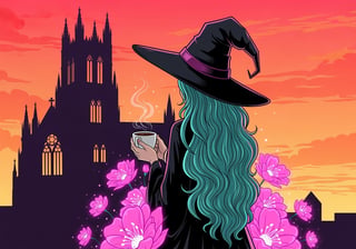 Mystical Witch at Sunset