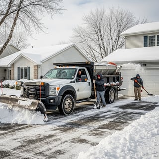 Winter Morning Snow Removal Scene