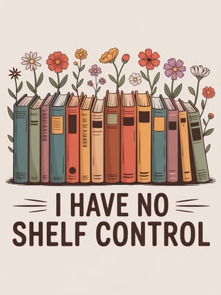 Vintage Books and Floral T-Shirt Design
