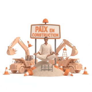 Person Meditating at Construction Site