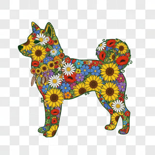 Boho Floral Shiba Inu Illustration