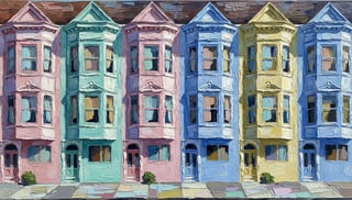 Impasto Oil Painting of San Francisco Houses