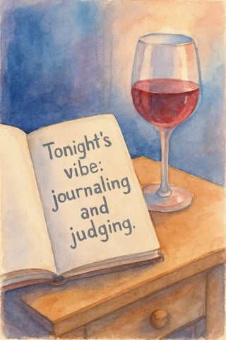 Watercolor Journal and Wine Scene