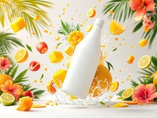 Tropical Product Shot with White Bottles