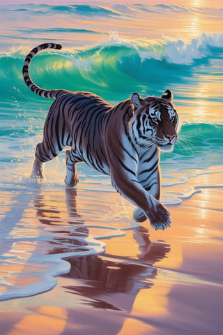 Surreal Black-and-Silver Tiger Painting