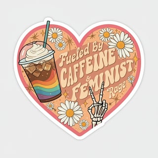 Caffeine & Feminist Rage Heart Doodle
