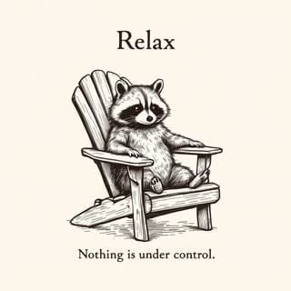 Relaxing Raccoon in Adirondack Chair