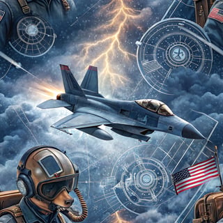 Dreamlike Jet Fighter Aviation Collage