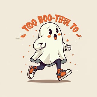 Running Cartoon Ghost in Sneakers