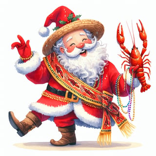 Cajun Santa Claus Watercolor Art