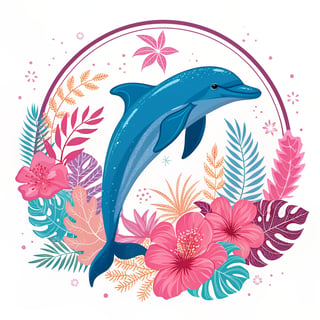 Neon Bottlenose Dolphin Vector Art