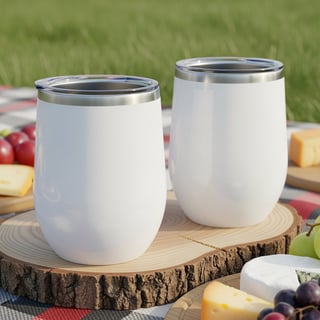 Glossy White Stainless Steel Wine Tumblers