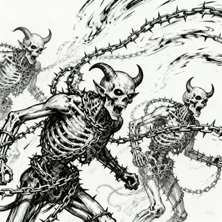 Skeletal Devils with Barbed Chains