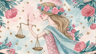 Graceful Libra Zodiac Girl Artwork