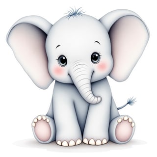 Cute Christmas Watercolor Baby Elephant
