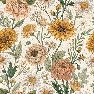 Retro Bubble Letters with Wildflowers