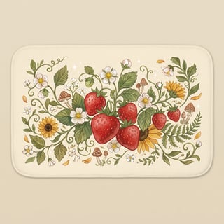Whimsical Strawberry Forest Bath Mat