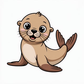Cute Animated Sea Lion Illustration