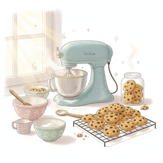 Vintage Kitchen Baking Scene