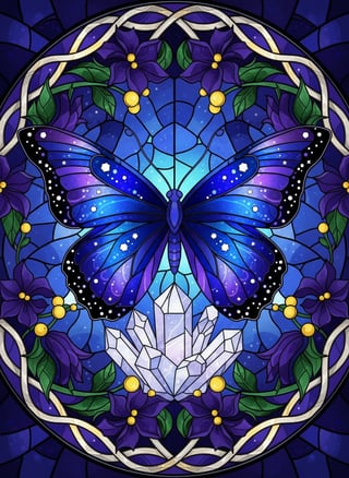 Glowing Night Butterfly Stained Glass