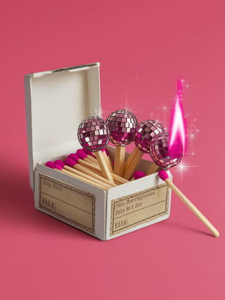 Vintage Matchbox with Disco Ball Tips Art