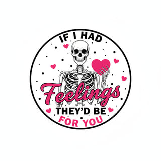 Skeleton Holding Hot Pink Heart Emblem