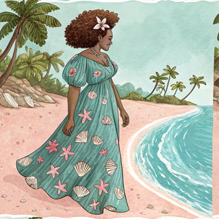 Glowing Bahamian Mother in Flowing Gown