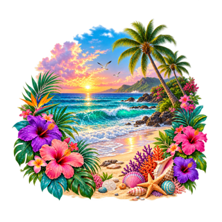 Elegant Tropical Beach and Ocean Scene