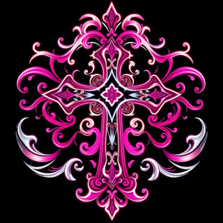 Symmetrical Neon Fantasy Cross Design